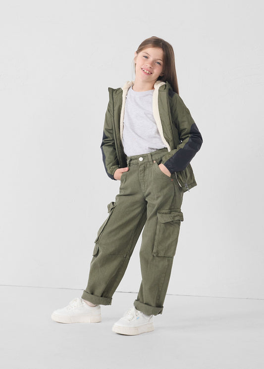 Imperméable enfant à capuche sherpa Army Lag sherpa