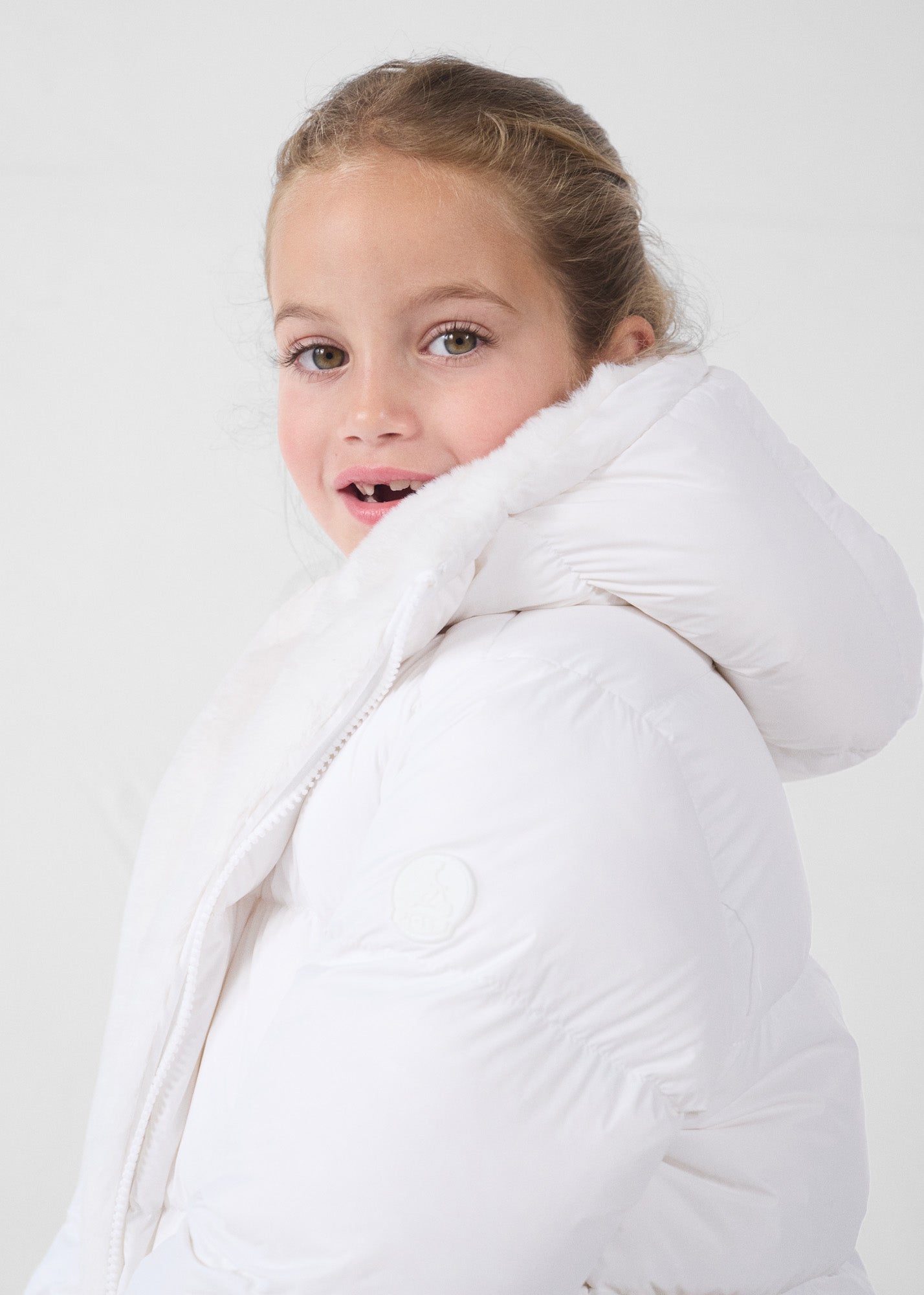 Doudoune enfant en fausse fourrure à capuche Blanc Agathe