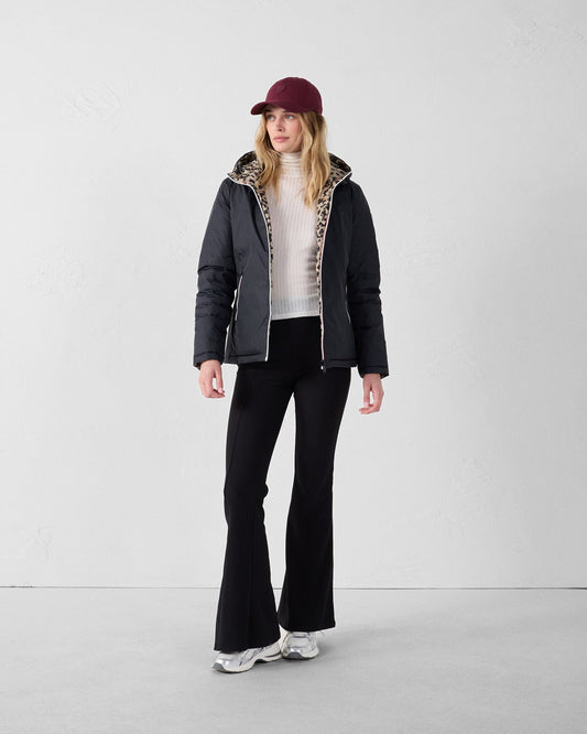 Doudoune réversible Noir/leopard beige Bergame print