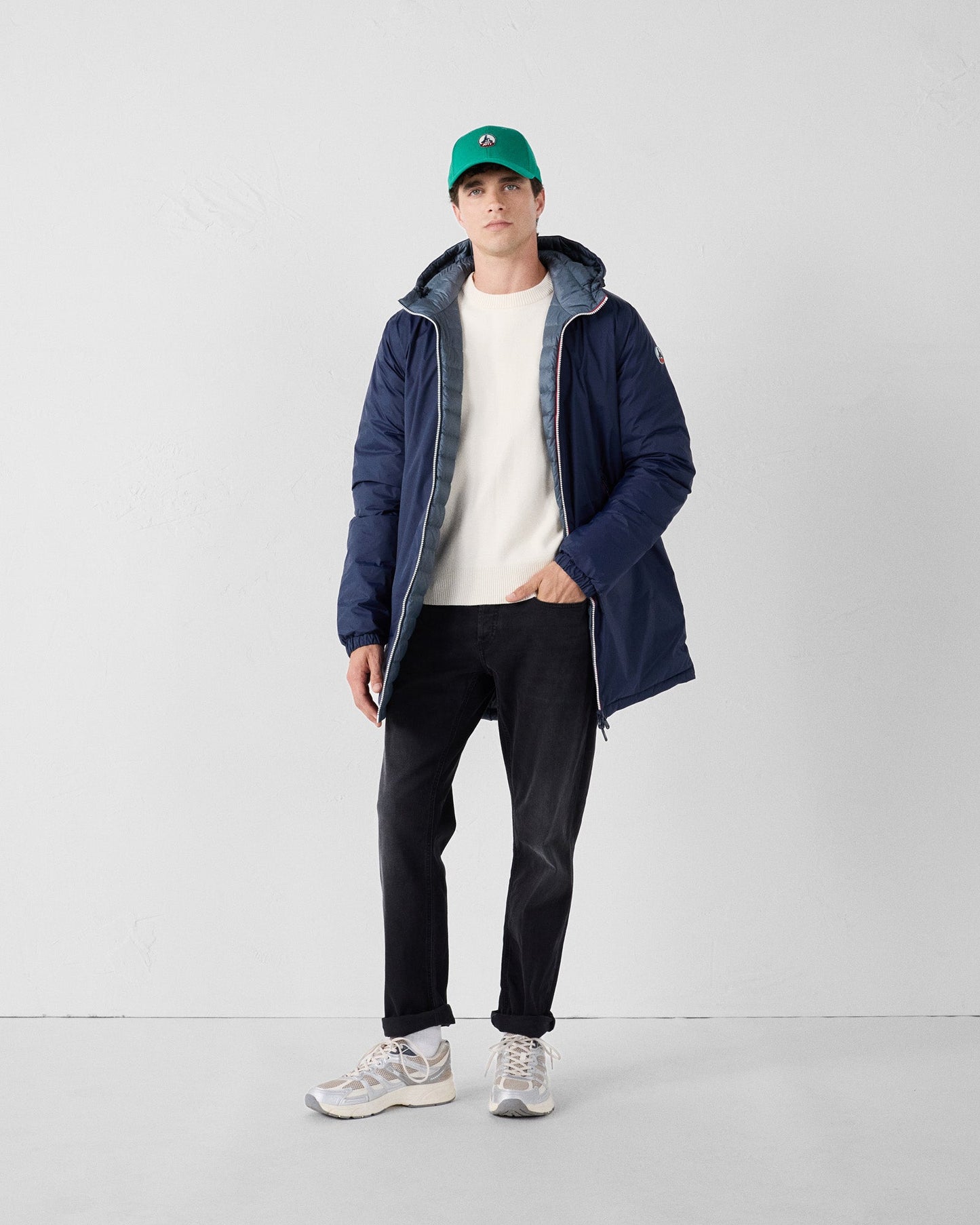 Doudoune longue réversible Marine/Bluestone Assen