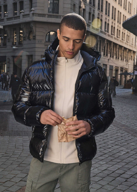 Doudoune à capuche Grand Froid Noir Java laquée