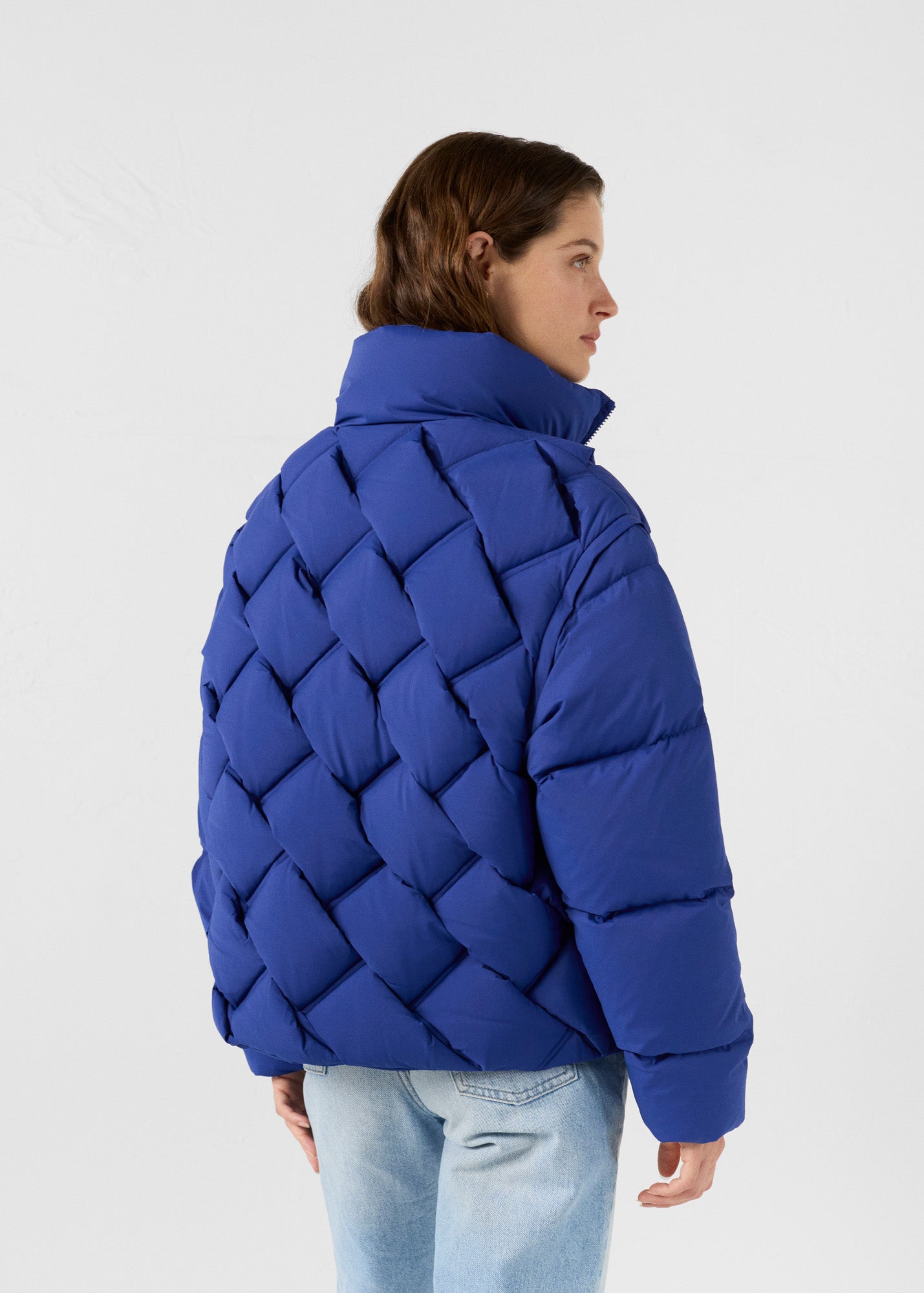 Veste Grand Froid puffer tressée Bleu cobalt Alya