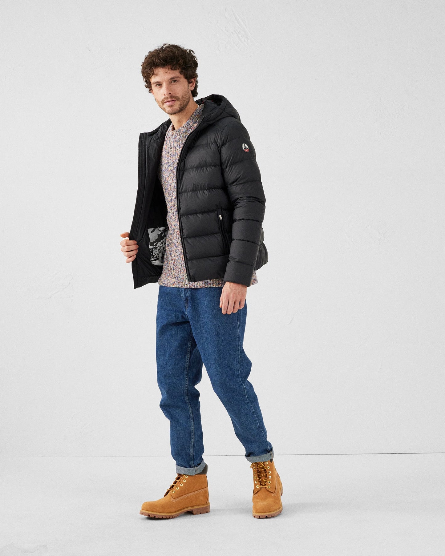 Doudoune droite à capuche Noir John