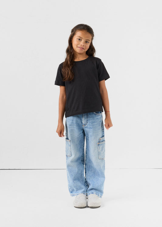 T-shirt enfant à col rond Noir Pio