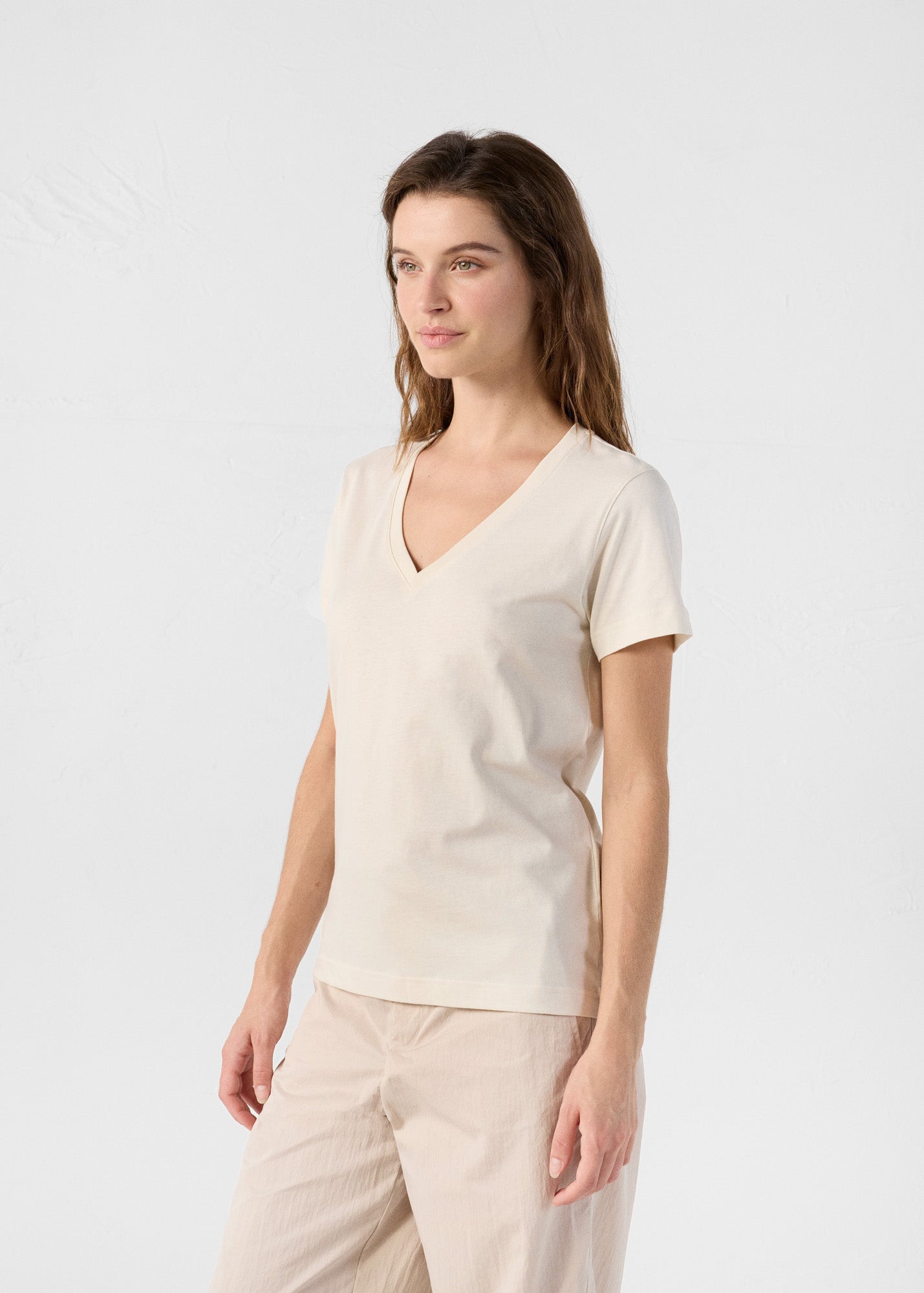 T-Shirt col V Naturel Sofy