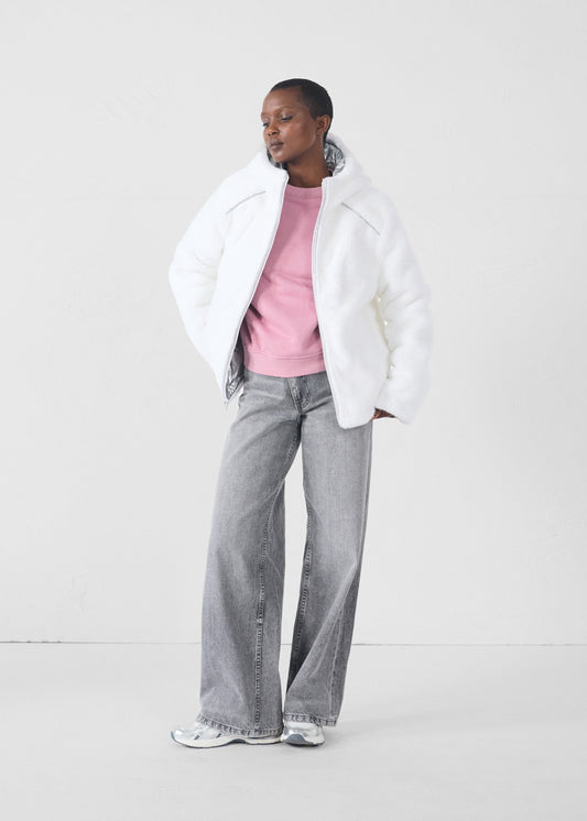 Doudoune fausse fourrure Blanc Zora